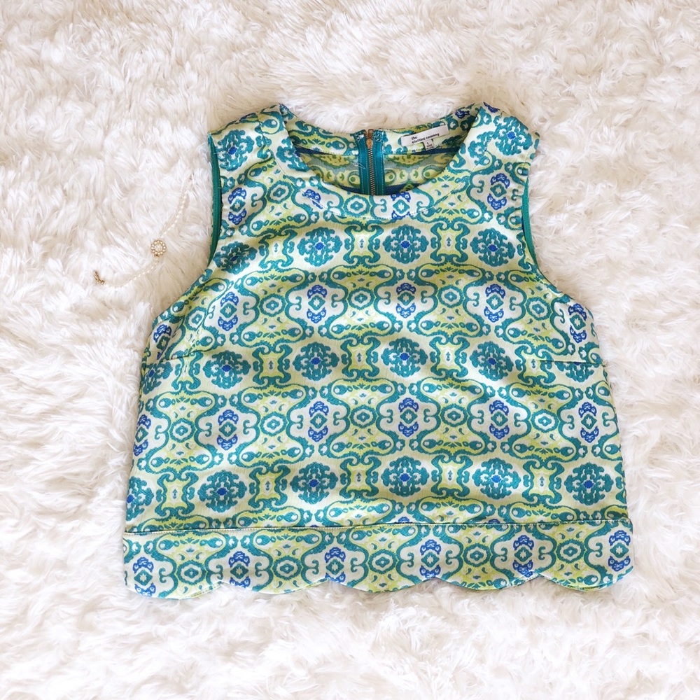 Green and Blue Lily Pulitzer Type Crop Top